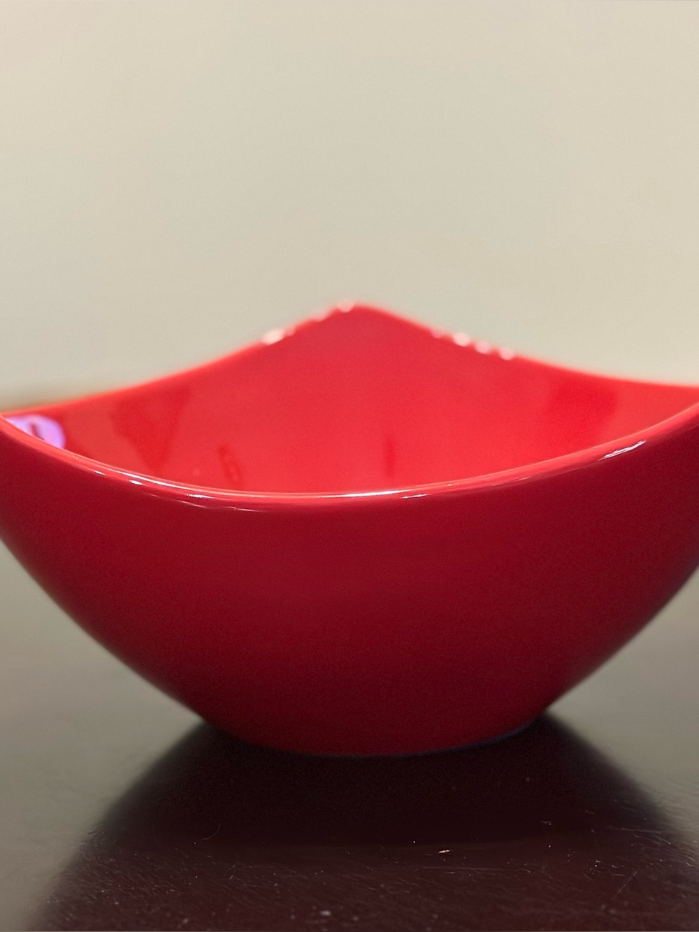 Pier 1 Imports Red Triangular Serving Bowl 11” Glossy Ceramic Stoneware Modern